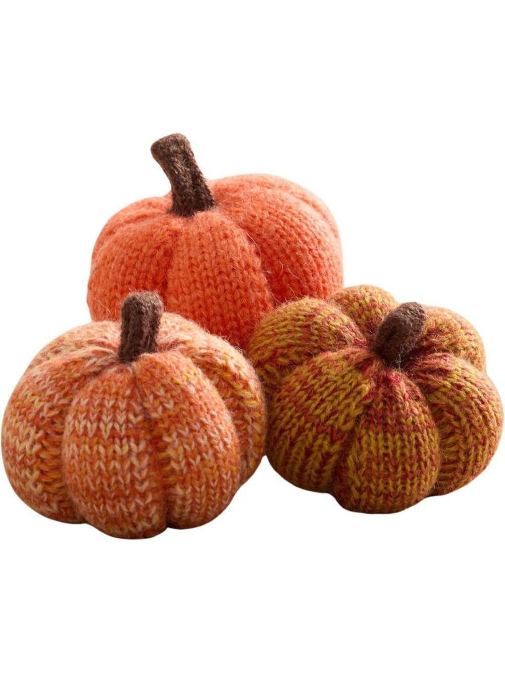 Sunset Knit Pumpkin Set of 3 Halloween Decor Autumn Bowl Fillers Fall Farmhouse